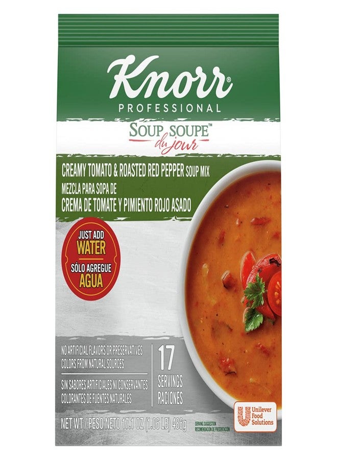 Knorr Professional Soup du Jour Creamy Tomato and Roasted Red Pepper Soup Mix No added MSG, 0g Trans Fat per Serving, Just Add Water (Pack of 4) - Image 1