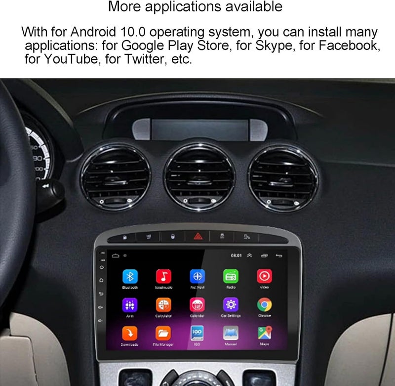 klarako 9in Car Navigation Touch Screen Multimedia Playing for Android10.0 Bluetooth Replacement for Peugeot 408/308/308SW 10?13(1+16G) - Image 2