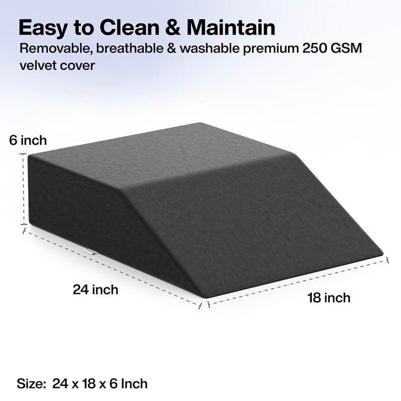 FOVERA Leg Elevator Pillow Leg Elevation Pillow for Leg Hip Knee Pain Relief for Leg Surgery Varicose Veins Fracture Swelling Phlebitis Surgical Recovery 24 x 18 x 6 Inch Dark Grey - Image 5