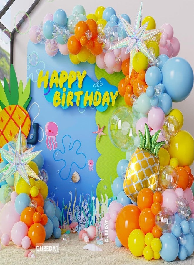 DUBEDAT Cartoon Sponge Balloons Party Decorations,169Pcs Yellow Blue Pink Clear Pineapple Star Balloons Arch Kit For Cartoon Sponge Baby Shower Party Decorations - Image 1