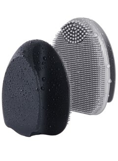 HieerBus Silicone Face Brushes,Soft Silicone Face Cleansing Scrubber Manual Face Wash Brush Skin Care Exfoliating Massage black+grey  - Image 1
