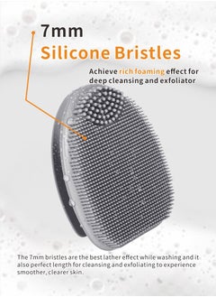 HieerBus Silicone Face Brushes,Soft Silicone Face Cleansing Scrubber Manual Face Wash Brush Skin Care Exfoliating Massage black+grey  - Image 4