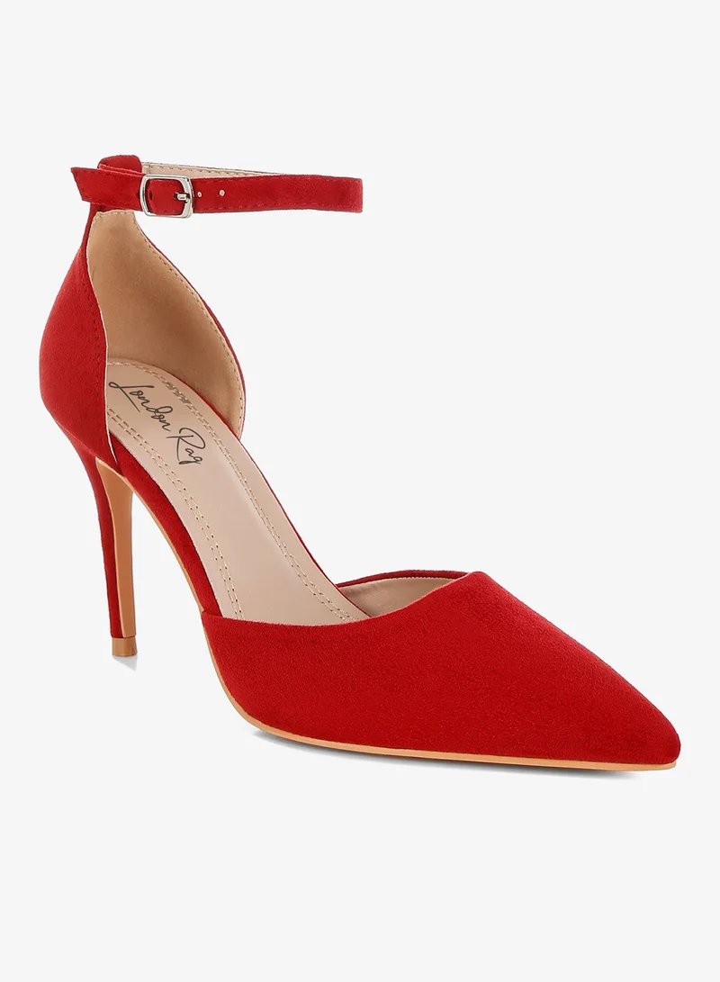 London Rag Microfiber Stiletto Sandals in Red