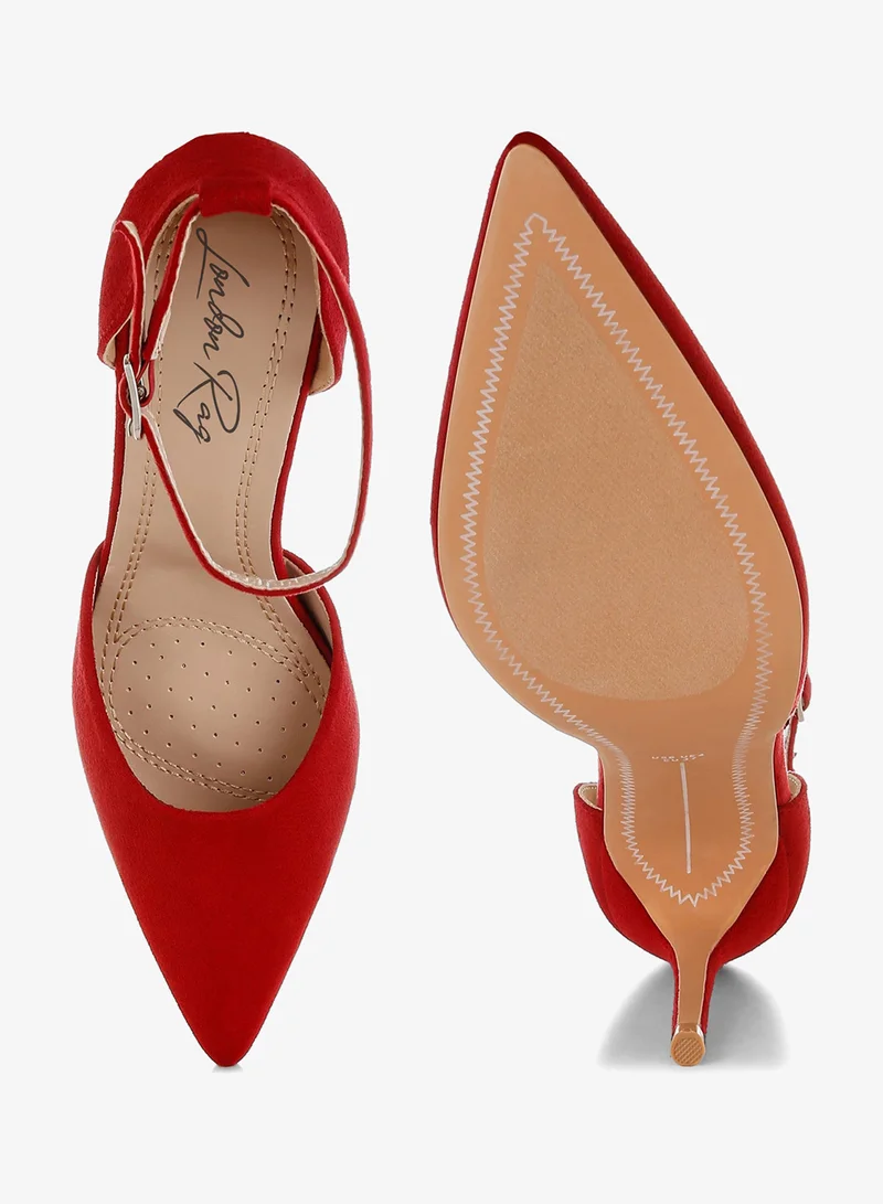 London Rag Red Microfiber Stiletto Sandals in Red for Women | Best Price UAE
