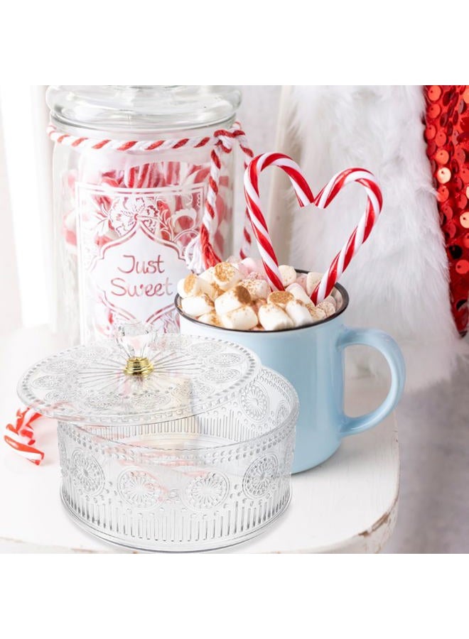 HOLIDYOYO Apothecary Jar with Lid Embossed Plastic Candy Cookie Bowl with Lid Decorative Jewelry Organizer Box for Home Party - Image 5
