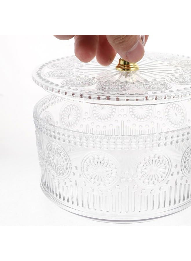 HOLIDYOYO Apothecary Jar with Lid Embossed Plastic Candy Cookie Bowl with Lid Decorative Jewelry Organizer Box for Home Party - Image 3