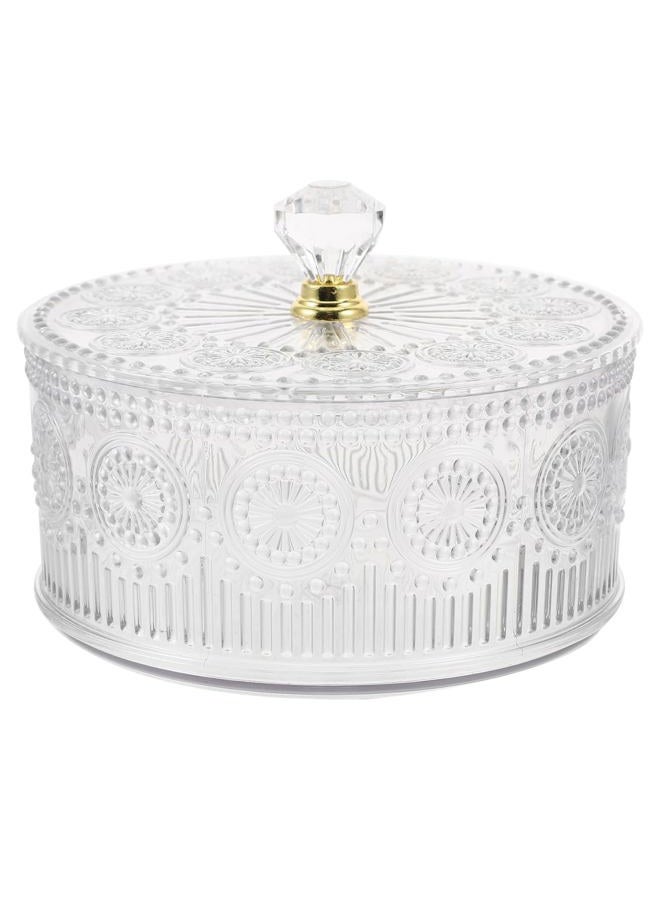 HOLIDYOYO Apothecary Jar with Lid Embossed Plastic Candy Cookie Bowl with Lid Decorative Jewelry Organizer Box for Home Party - Image 1