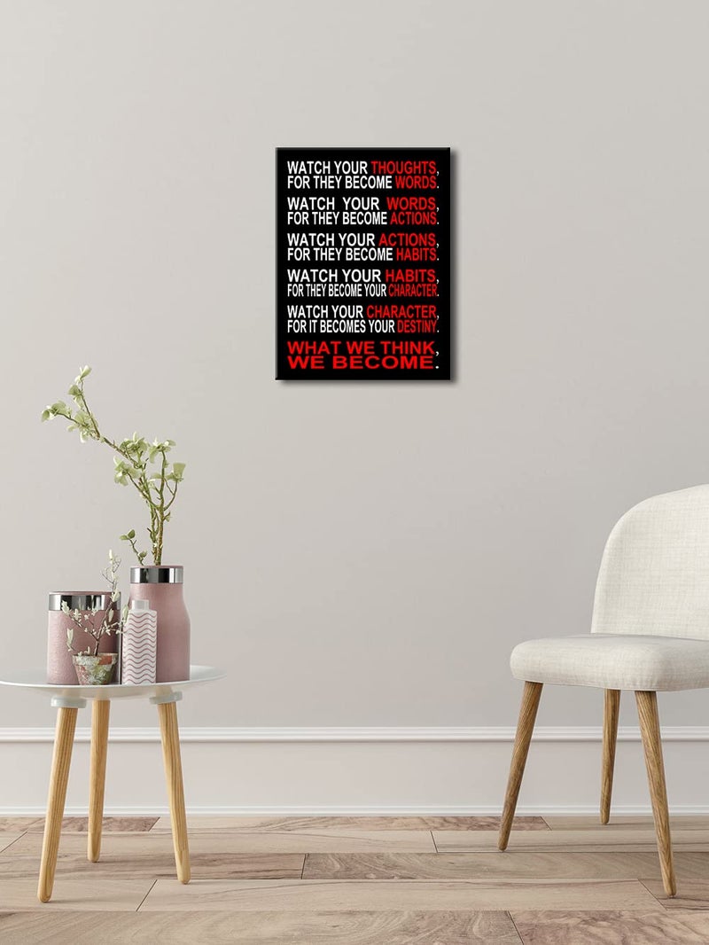 Pyradecor Watch Your Thoughts Motivational Classroom Poster Modern Canvas Prints Wall Art Paintings Ready to Hang for Office Living Room Home Decorations Stretched and Framed Giclee Pictures Artwork - Image 4
