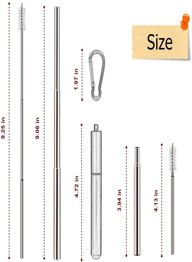 ANAB GI 4 Pack Portable Reusable Metal Straw Collapsible Stainless Steel Drinking Straw Telescopic Straw to Drink Water Smoothie . ?Black & Rose Gold & Blue & Gold? - Image 4