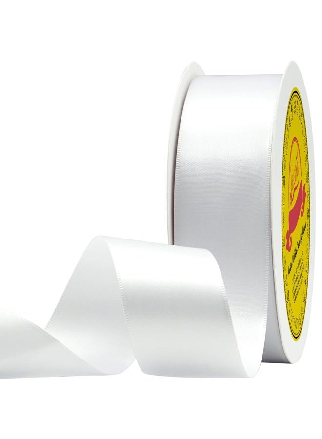 LEEQE Double Face White Satin Ribbon 1-1/2 inch X 50 Yards Polyester White Ribbon for Gift Wrapping Very Suitable for Weddings Party Hair Bow Invitation Decorations and More - Image 1