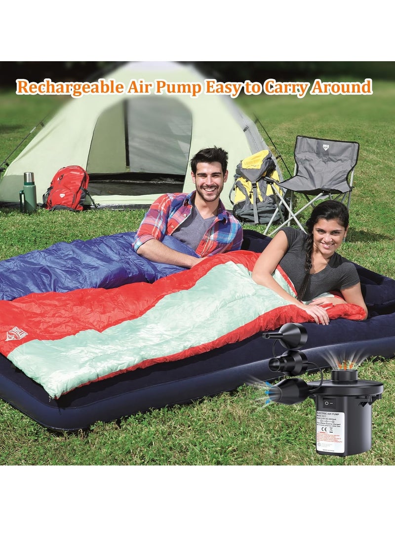 PULIDIKI PULIDIKI Air Pump Electric Air Pump for Inflatables Air Mattress Pump Rechargeable Battery Air Pump with 3 Nozzles Inflator Deflator for Camping Air Mattress Beds, Air Sofa, Boat, Pool Toys  - Image 2