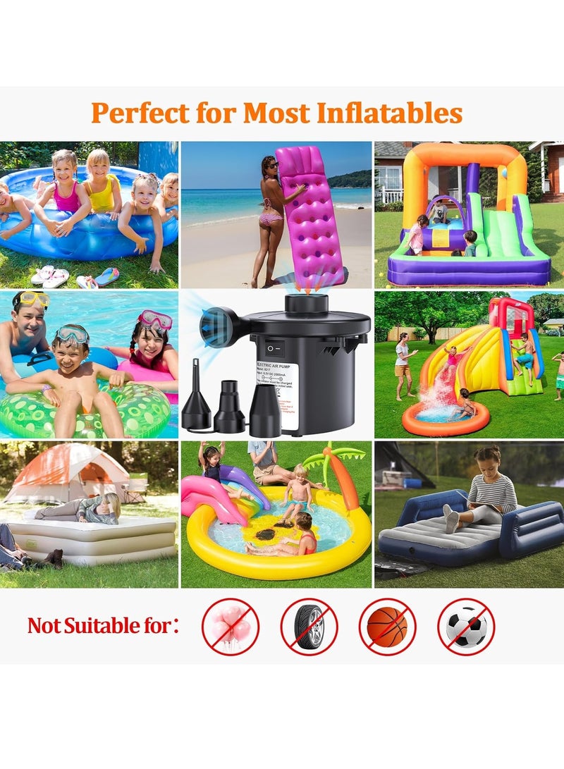 PULIDIKI PULIDIKI Air Pump Electric Air Pump for Inflatables Air Mattress Pump Rechargeable Battery Air Pump with 3 Nozzles Inflator Deflator for Camping Air Mattress Beds, Air Sofa, Boat, Pool Toys  - Image 3
