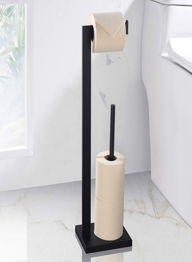 Miyili Matte Black Freestanding Toilet Paper Holder, Paper Towel Dispenser Storage Organizer for Bathroom Square Style, F03B2 - Image 3