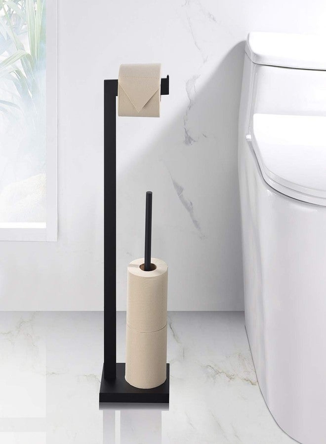 Miyili Matte Black Freestanding Toilet Paper Holder, Paper Towel Dispenser Storage Organizer for Bathroom Square Style, F03B2 - Image 4