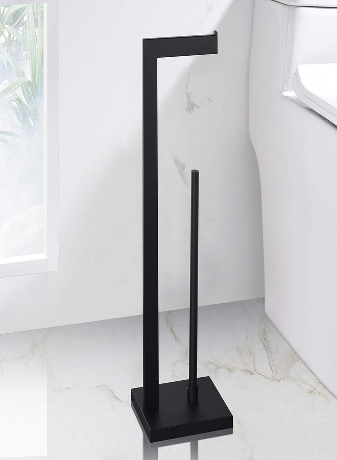 Miyili Matte Black Freestanding Toilet Paper Holder, Paper Towel Dispenser Storage Organizer for Bathroom Square Style, F03B2 - Image 5