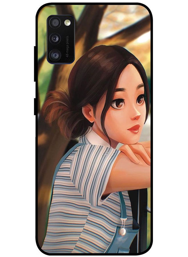 EYE CATCH Protective Case Cover For Samsung Galaxy A41 Smart Series Printed Protective Case Cover for Samsung A41 Girl Waiting Someone  - Image 1