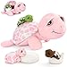 MorisMos Sea Turtle Stuffed Animal with Babies14 in Mommy Turtle with 3 Baby Turtles Toys 2 Plush Eggs inside Belly PouchBigEyed Stuffed Animal for Toddlers KidsPink Tortoise Gifts for Girls Boys - Image 2