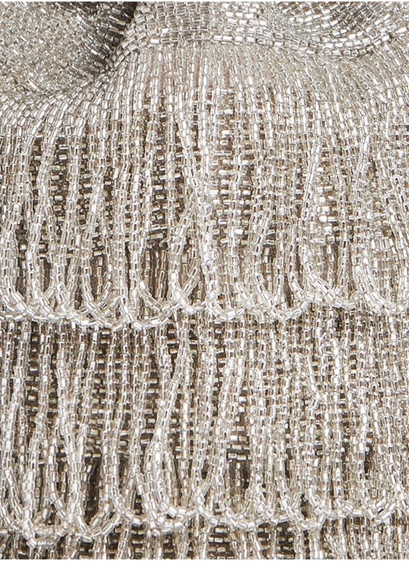 GATSBYLADY LONDON - Hand Embellished Vintage Inspired Tassel Bucket Pouch Clutch Purse Bag Silver Wedding Bridal Bridesmaids 1920s Great Gatsby Flapper Art Deco - Image 1