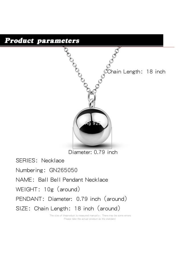 H&Beautimer 925 Sterling Silver Necklace for Men Women Silver Round Bead Pendant Small Bell Necklace Fashion Jewelry Gift for Women Wife Mom Girlfriend Girls Bead Chain 18-34 Inch, 22 inch, Sterling - Image 4