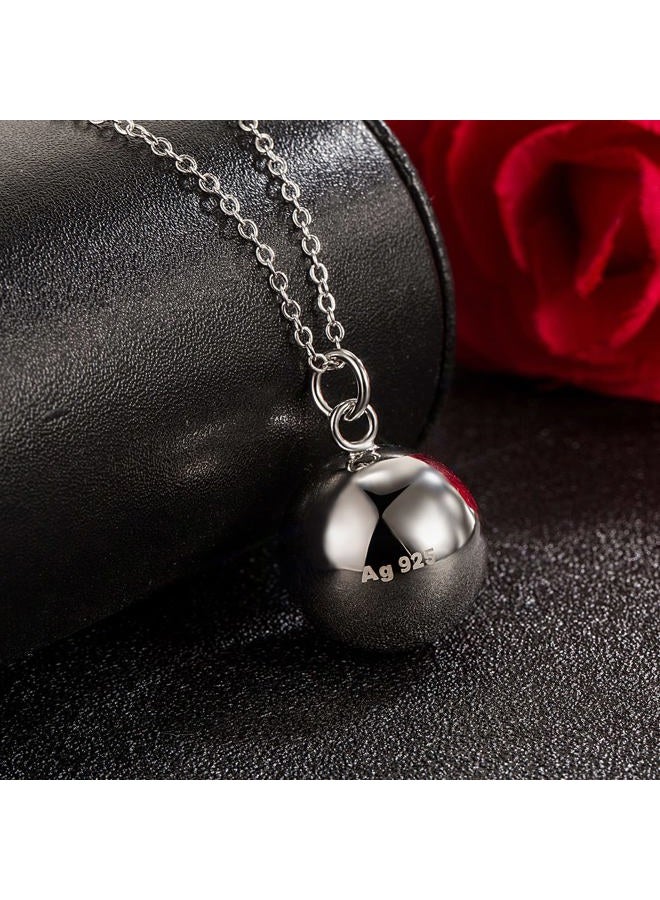 H&Beautimer 925 Sterling Silver Necklace for Men Women Silver Round Bead Pendant Small Bell Necklace Fashion Jewelry Gift for Women Wife Mom Girlfriend Girls Bead Chain 18-34 Inch, 22 inch, Sterling - Image 5
