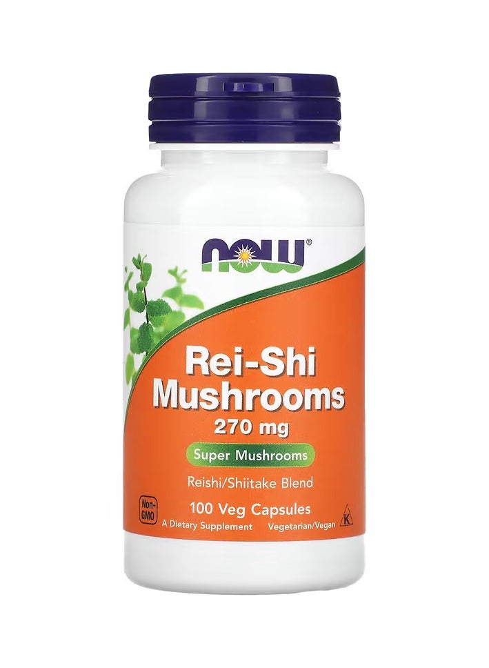 now Rei-Shi Mushrooms, 270 mg, 100 Veg Capsules - Image 1