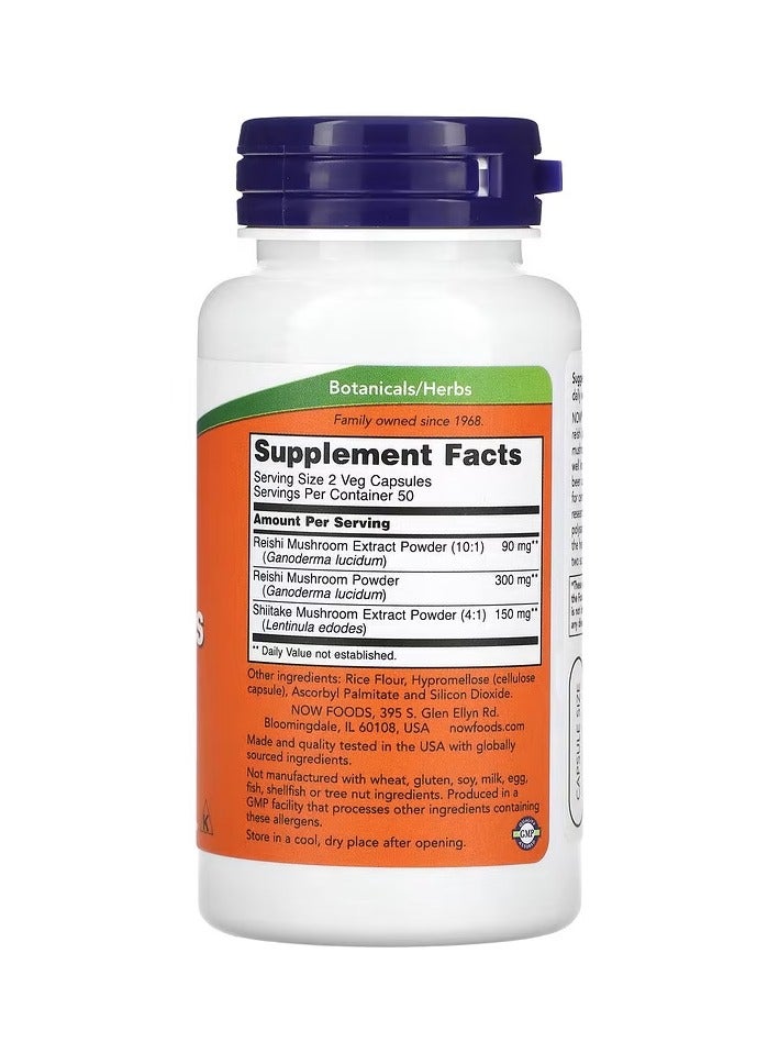 now Rei-Shi Mushrooms, 270 mg, 100 Veg Capsules - Image 2