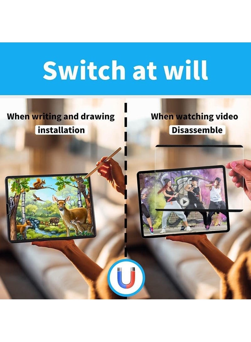 2 Pieces Paper Sensitive Magnetic Screen Protector for Xiaomi Pad 6S Pro 12.4 inch 2024, Anti-Glare  Removable  Reusable Frosted Film, Designed for Drawing, Writing - Image 5