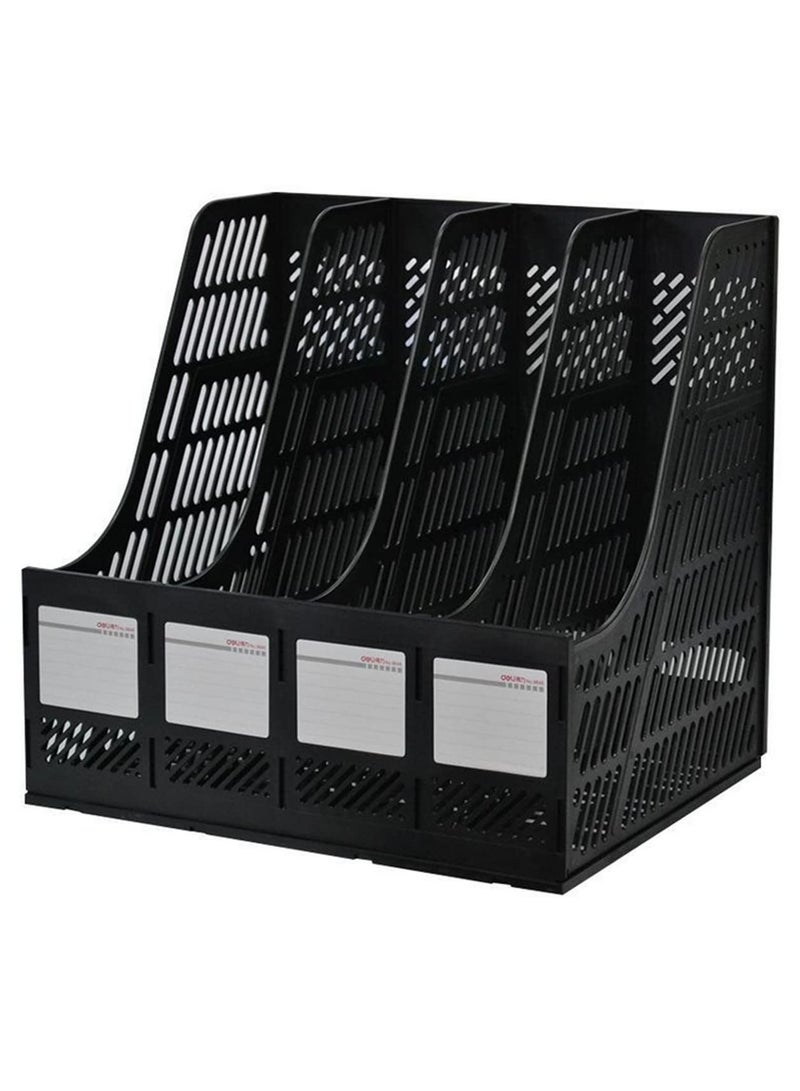 4 Sections Mesh File Shelf Desktop File Rack Paper Book Holder Document Tray Organizer Storage Box for School Office Supplies Home Office Organization - Image 1