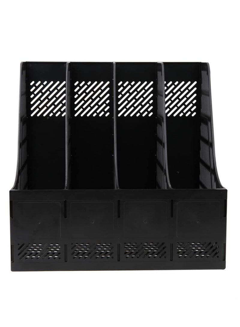 4 Sections Mesh File Shelf Desktop File Rack Paper Book Holder Document Tray Organizer Storage Box for School Office Supplies Home Office Organization - Image 5