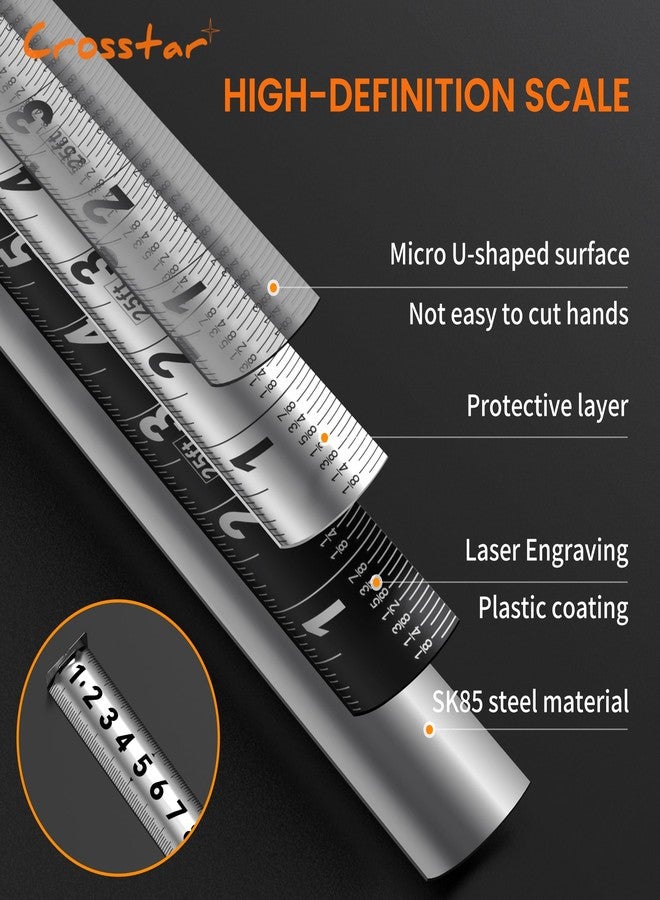 Crosstar 25FT Self-Locking Stainless Steel Tape Measure with Dual-Sided Graduations Retractable Waterproof Measuring Tape Durable Hollow Design Easy-Clean Construction for Home Industrial Woodworking - Image 5
