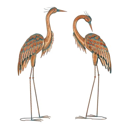 Ultym 45.3" Tall Extra Large Metal Crane Decor, Handcrafted Distressed Bronze Heron Sculpture with 4-Piece Secure Ground Stakes, Vintage Charm Outdoor Garden Statue Yard Art for Patio & Backyard Decor - Image 3