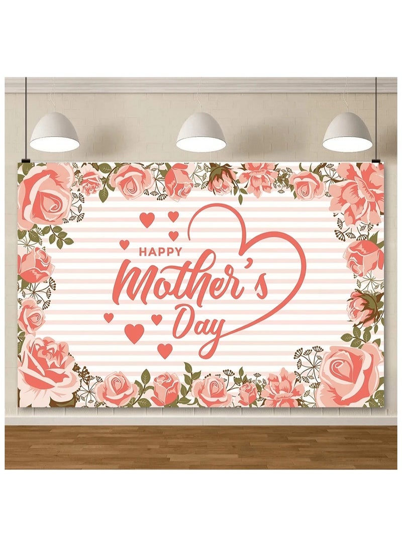 Mother's Day Decoration Backdrop with a Lovely Floral Design in Pink to Add a Special Touch to Mother's Day – Size 100*150 cm - Image 1