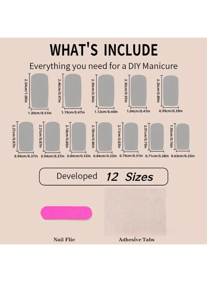 يوكانبي مجموعة 24 قطعة من أظافر تركيب طويلة مربعة بلون نيود مزينة بفراشات ولؤلؤ وبريق لامع - Image 3