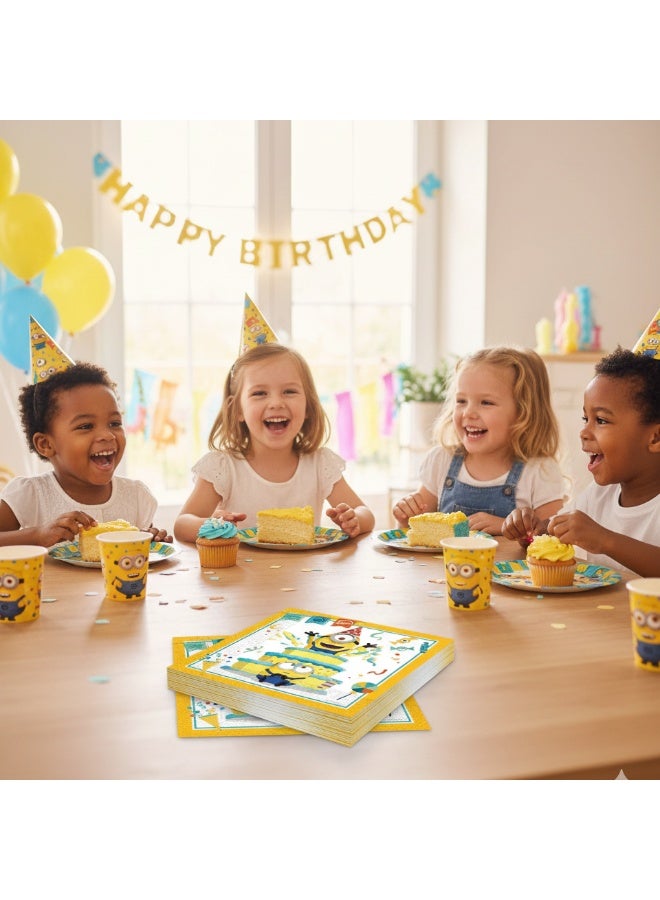 Ciao FSC Paper Napkins Minions Rise of Gru 33x33 cm – Pack of 20 Eco-Friendly Party Napkins – Fun Minions Design for Kids Birthday & Themed Celebrations - Image 2