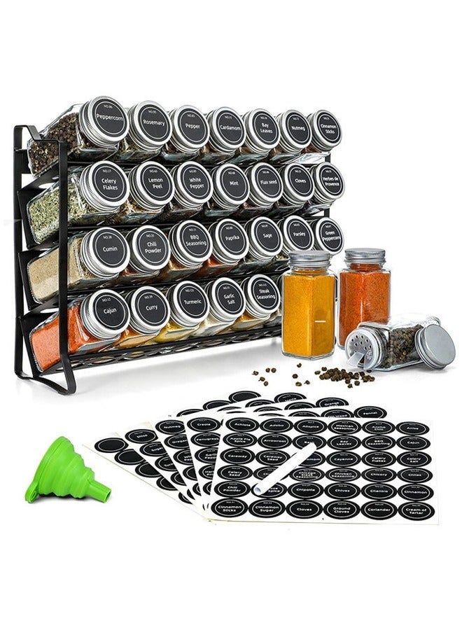 KLNAMAEAAN Four-Layer Hollow Wall Mounted Spice Rack with Perforated Design - 28 Bottle Storage for Kitchen Cabinets (Including Label Stickers and Funnel screws) - Image 1