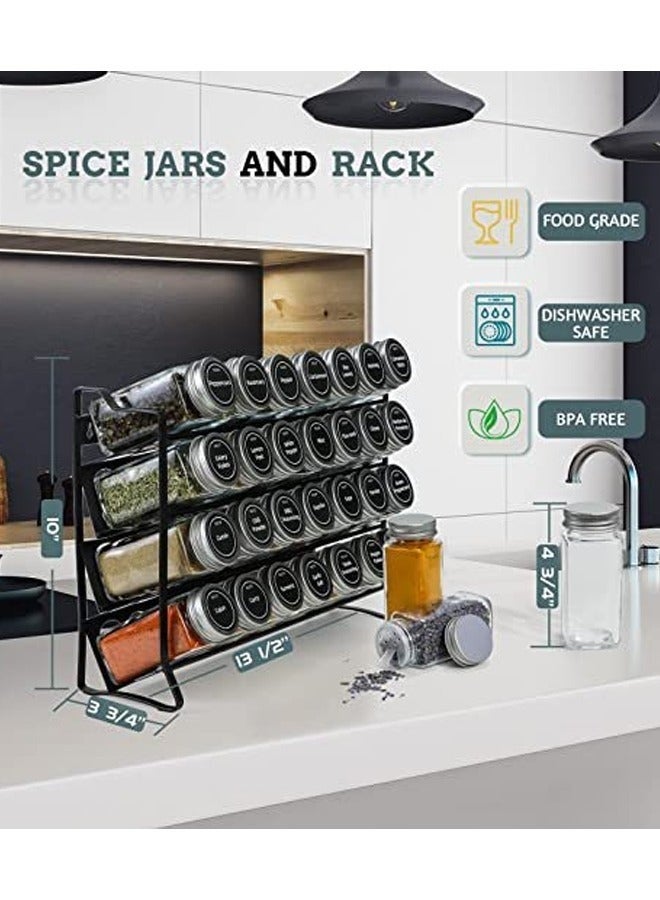 KLNAMAEAAN Four-Layer Hollow Wall Mounted Spice Rack with Perforated Design - 28 Bottle Storage for Kitchen Cabinets (Including Label Stickers and Funnel screws) - Image 2