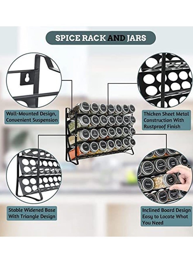 KLNAMAEAAN Four-Layer Hollow Wall Mounted Spice Rack with Perforated Design - 28 Bottle Storage for Kitchen Cabinets (Including Label Stickers and Funnel screws) - Image 3