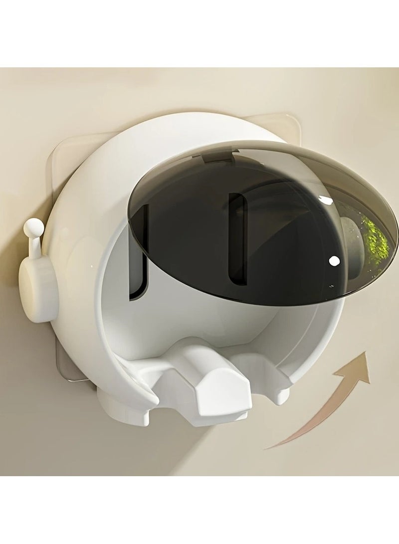 Goolsky 1pc Astronaut-Themed Wall-Mounted Toothbrush Holder - No-Drill Hanging Bathroom Organizer for Electric/Manual Toothbrushes, Multipurpose Plastic Utility Rack with Space-Saving Design, Utility Racks  - Image 5