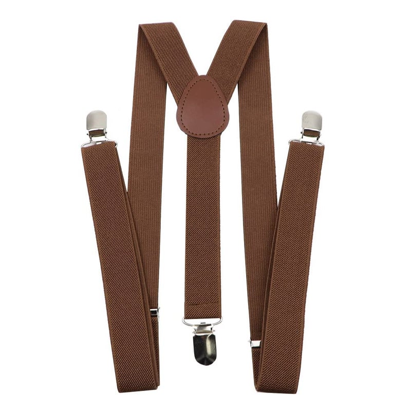 CLOTHERA Adjustable Elastic Y Back Style Suspenders for Men and Women (Light Brown) - Image 4