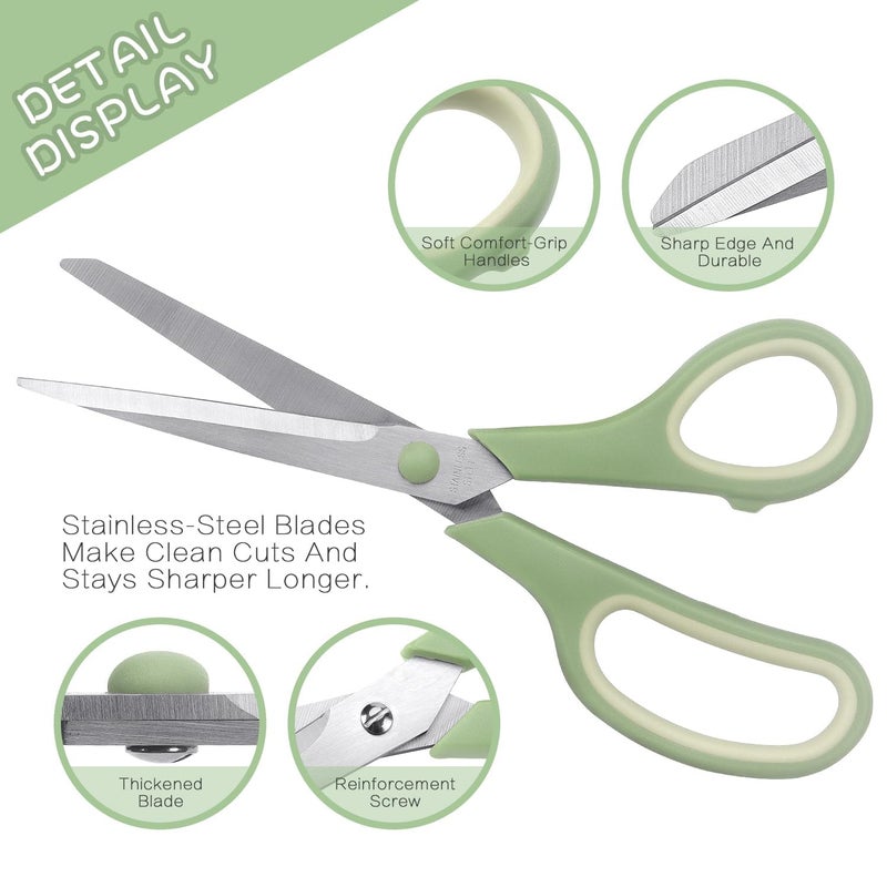 LONGKEY Scissors 8.5 Inch scissors all purpose Bulk Set of 3, Scissors for Office Home School Craft Supplies, Soft Comfort-Grip Right/Left Hand - Image 3