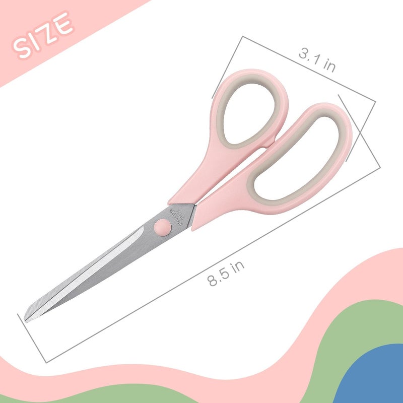 LONGKEY Scissors 8.5 Inch scissors all purpose Bulk Set of 3, Scissors for Office Home School Craft Supplies, Soft Comfort-Grip Right/Left Hand - Image 2