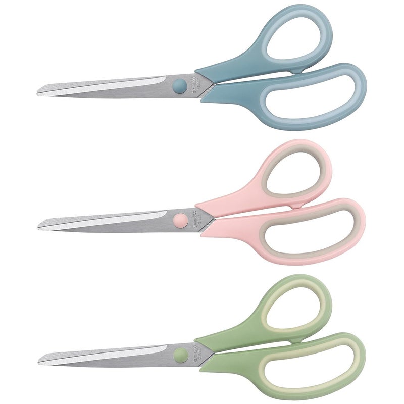 LONGKEY Scissors 8.5 Inch scissors all purpose Bulk Set of 3, Scissors for Office Home School Craft Supplies, Soft Comfort-Grip Right/Left Hand - Image 1