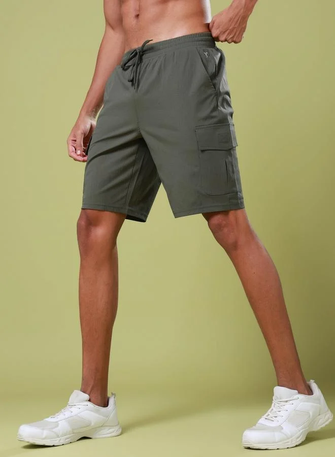 تكنوسبورت Men Solid Slim Fit Sports Shorts with TS FLEXI by Styli