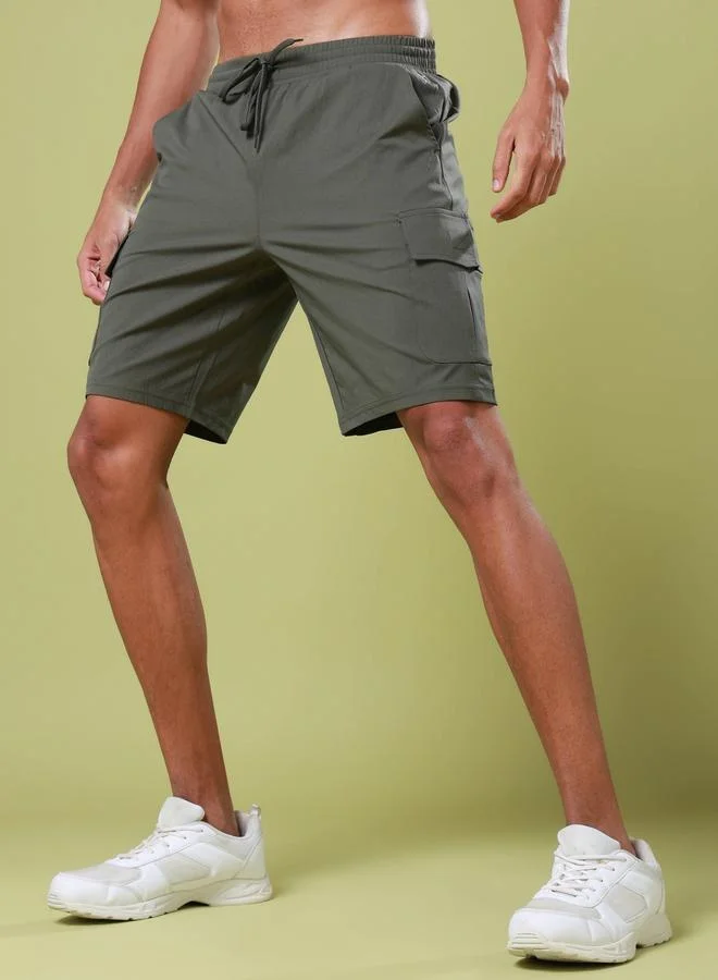 تكنوسبورت Men Solid Slim Fit Sports Shorts with TS FLEXI by Styli