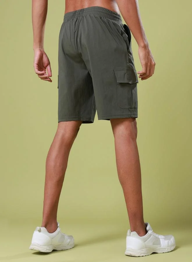 تكنوسبورت Men Solid Slim Fit Sports Shorts with TS FLEXI by Styli
