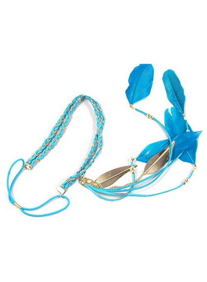 Song Qing Women Feather Leaf Tassels Braided Hippie Headband Hair Accessories  - Image 5
