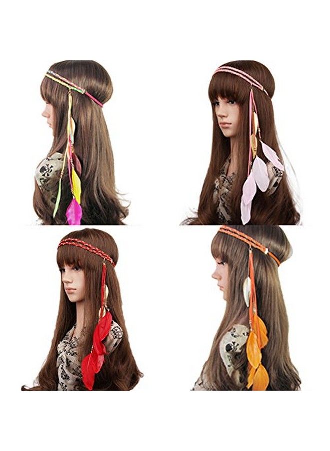 Song Qing Women Feather Leaf Tassels Braided Hippie Headband Hair Accessories  - Image 4