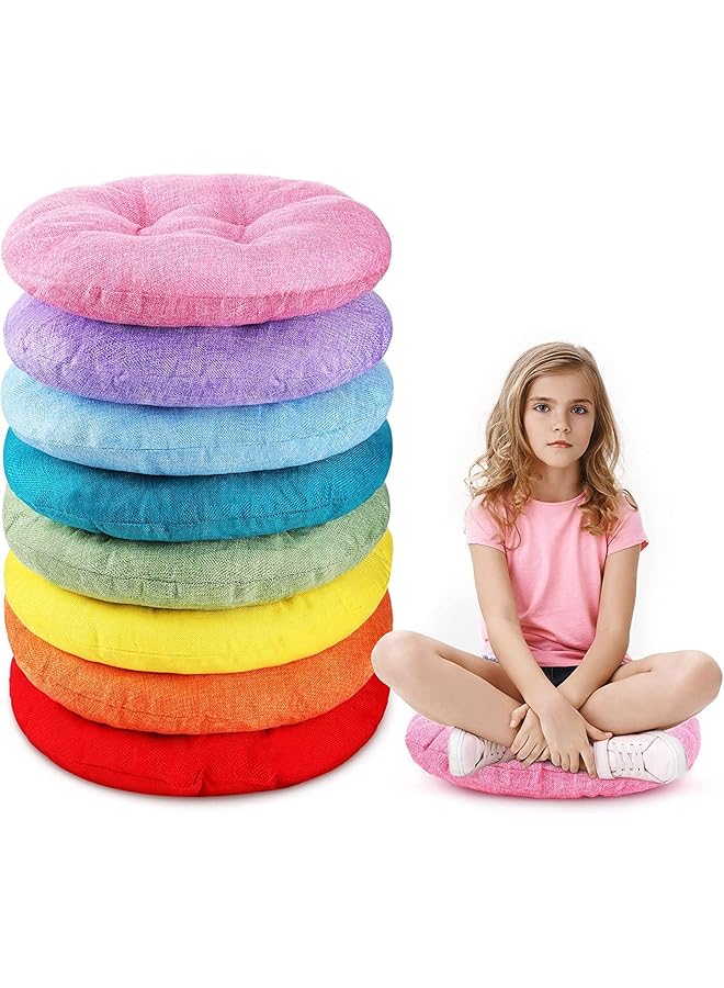 The Bros 8 Pieces 15 Inch Round Floor Cushions for Kids and Toddlers, Flexible Seating for Classroom Furniture,Daycare,Yoga and Meditation, Multicolor,40 * 40 * 9cm - Image 1