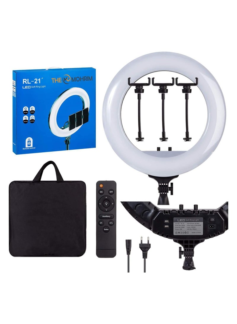 RL-21 LED Ring Light – Soft Light for Photography, Makeup, and Video – Black/White  - Image 1