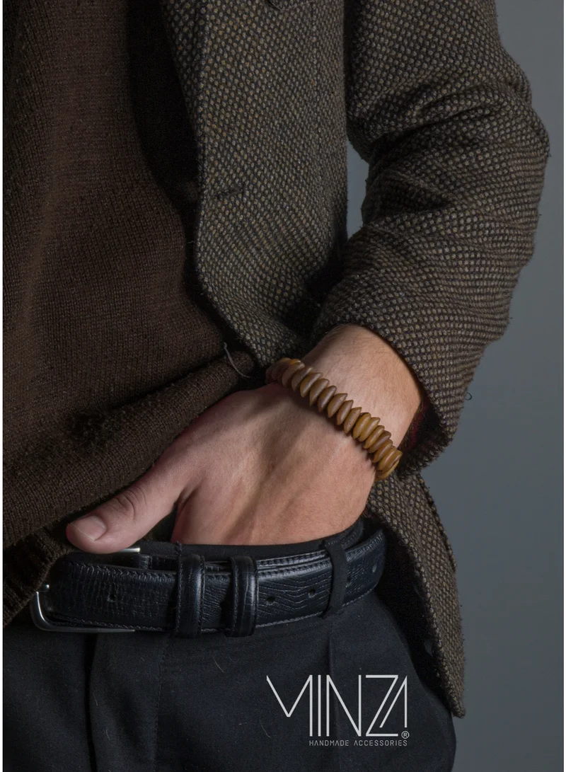 Minza Minza ” Honey Datestone “ Date stone, Handmade Bracelet for Men, Beaded Bracelet, Jewelry for Casual & Special Occasion